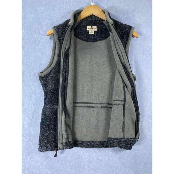 Woolrich Vest Women's Medium Gray Onyx Heather Acrylic Sherpa Mock Neck Full Zip - Picture 5 of 12